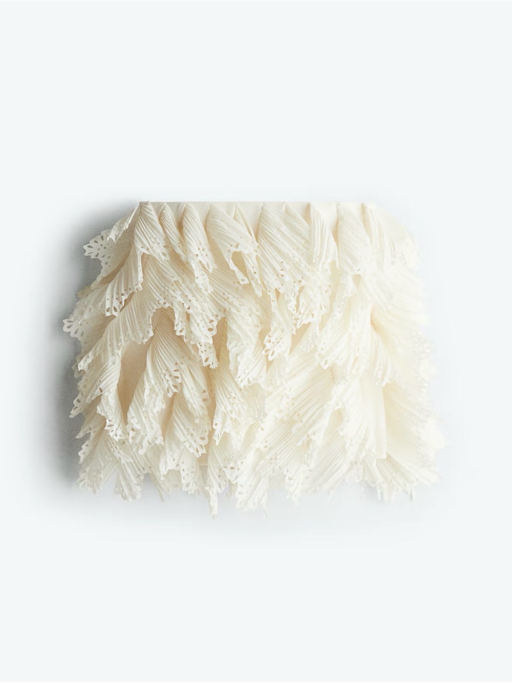 H&M Edition Chiffon Ivory Ruffle Tiered Flounce Mini Skirt